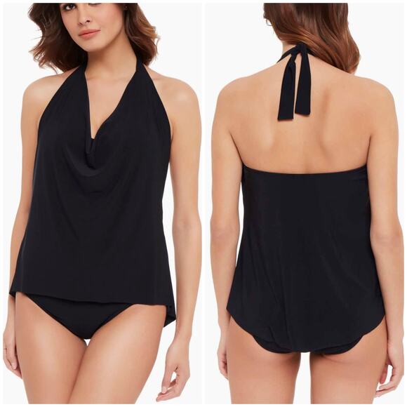 Magicsuit NWT Sophie Tankini Top Black Size 10 Halter Neck Underwire Bra Top